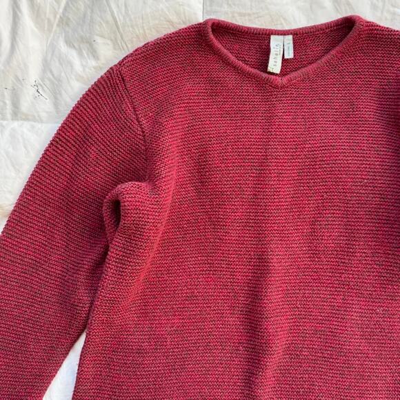 Sahalie red Marled chunky knit sweat sz L v-neck fairy grunge boho autumn - Picture 4 of 8